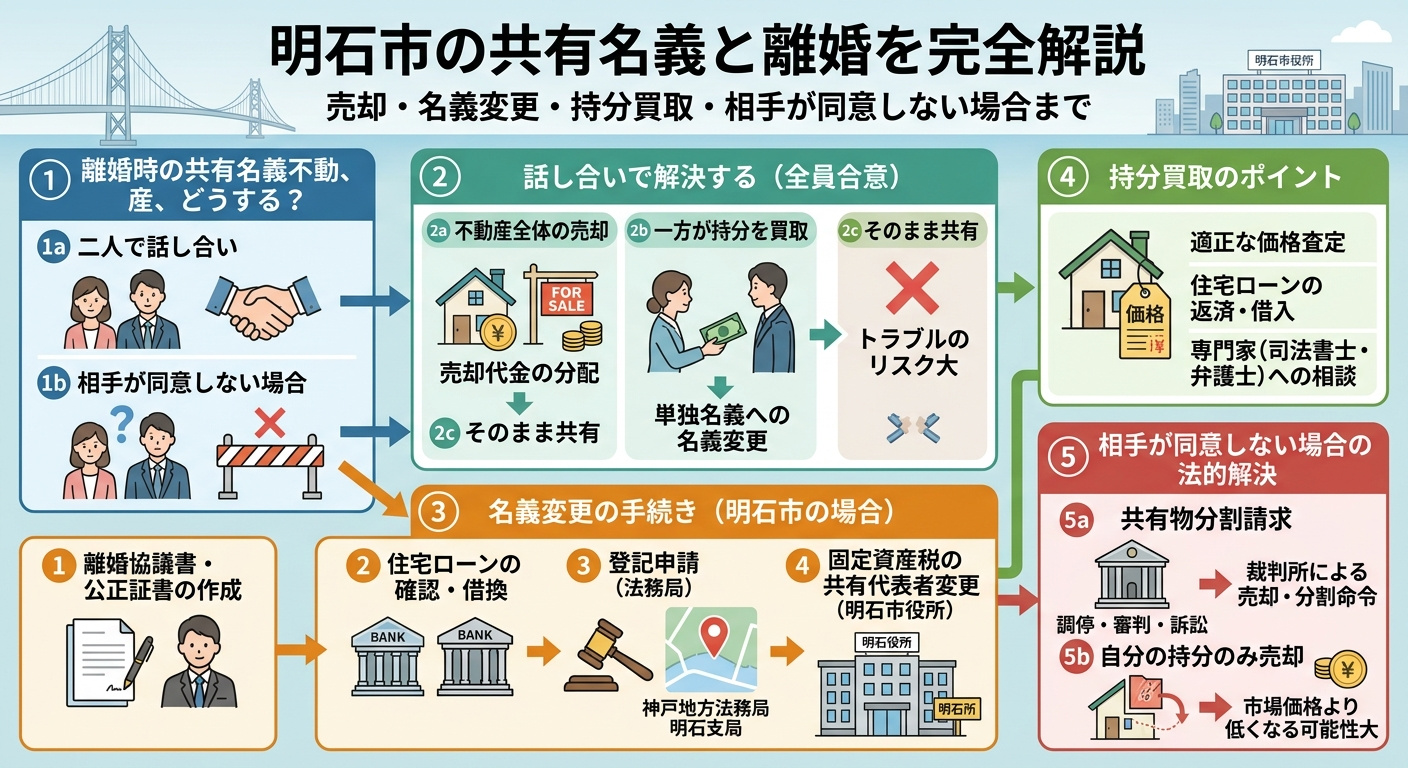 明石市の共有名義と離婚を完全解説｜売却・名義変更・持分買取・...の画像