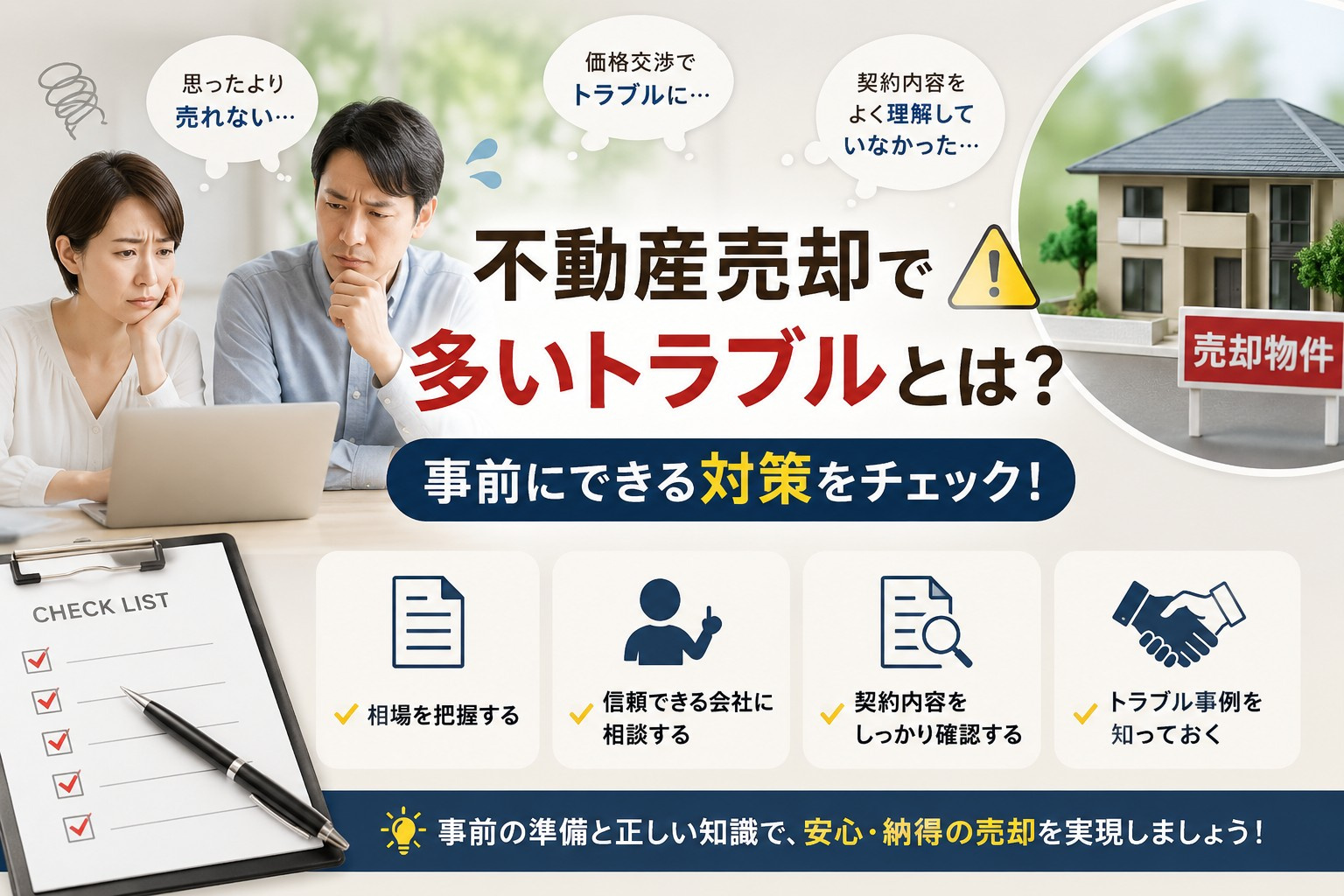 不動産売却で多いトラブルとは？事前にできる対策を徹底解説！の画像