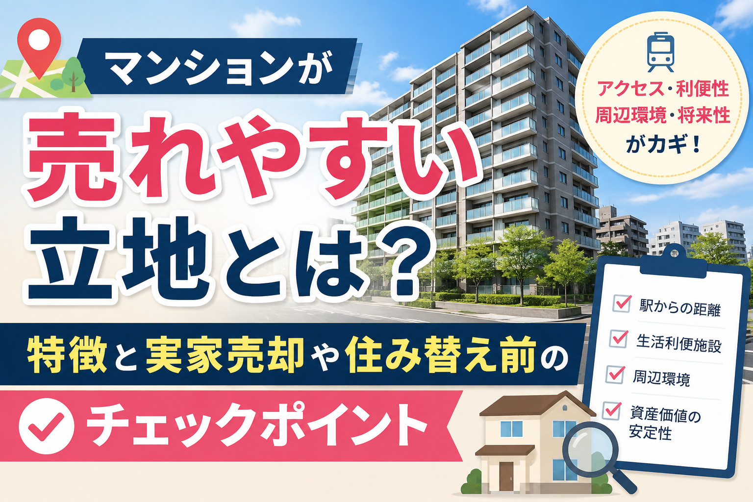 マンションが売れやすい立地とは？特徴と実家売却や住み替え前の...の画像