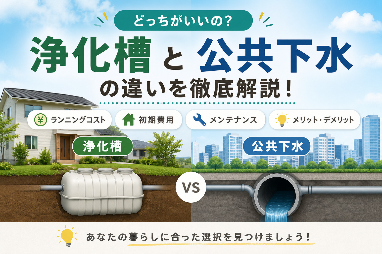 いわき市で知っておきたい浄化槽と公共下水の違い｜初期費用・維...の画像
