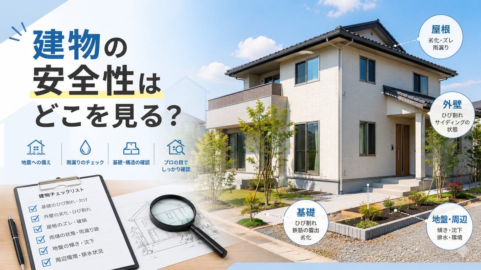 建物の安全性はどこを見る？耐震・基礎・地盤・雨漏りの確認ポイ...の画像