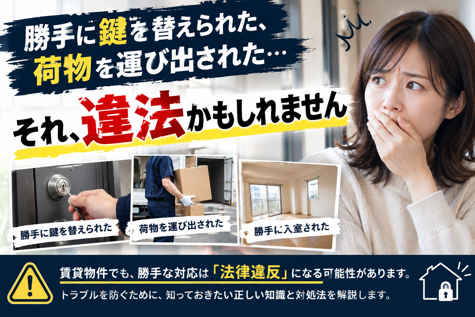 勝手に鍵を替えられた、荷物を運び出された…それ、違法かもしれ...の画像