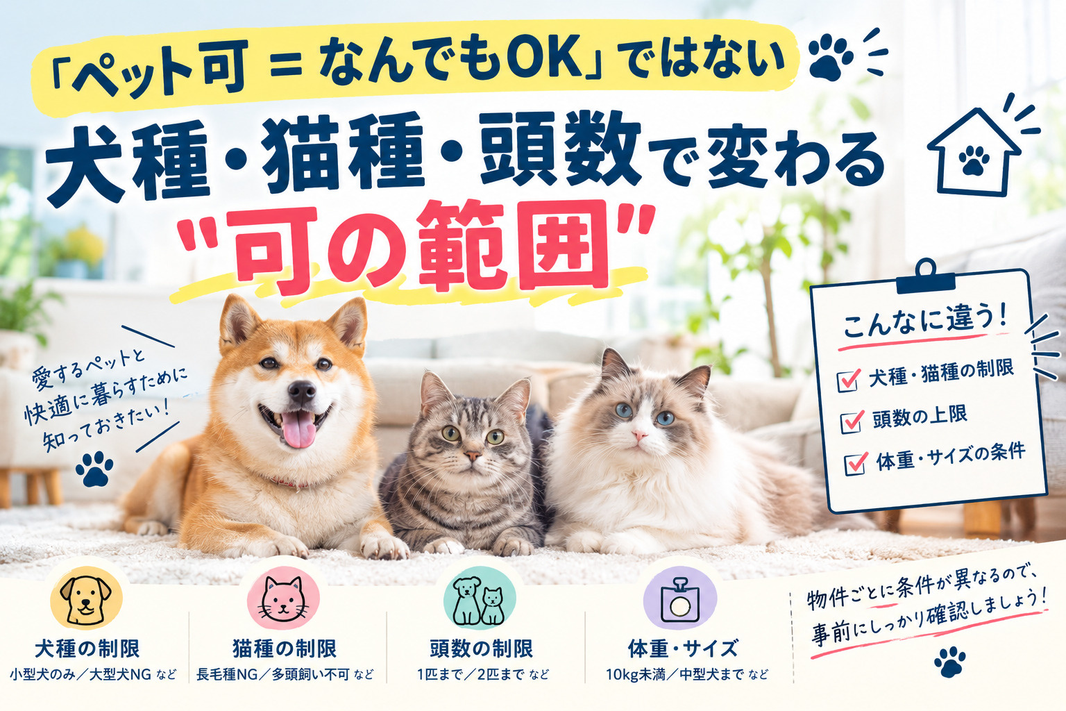 「ペット可＝なんでもOK」ではない　犬種・猫種・頭数で変わる...の画像