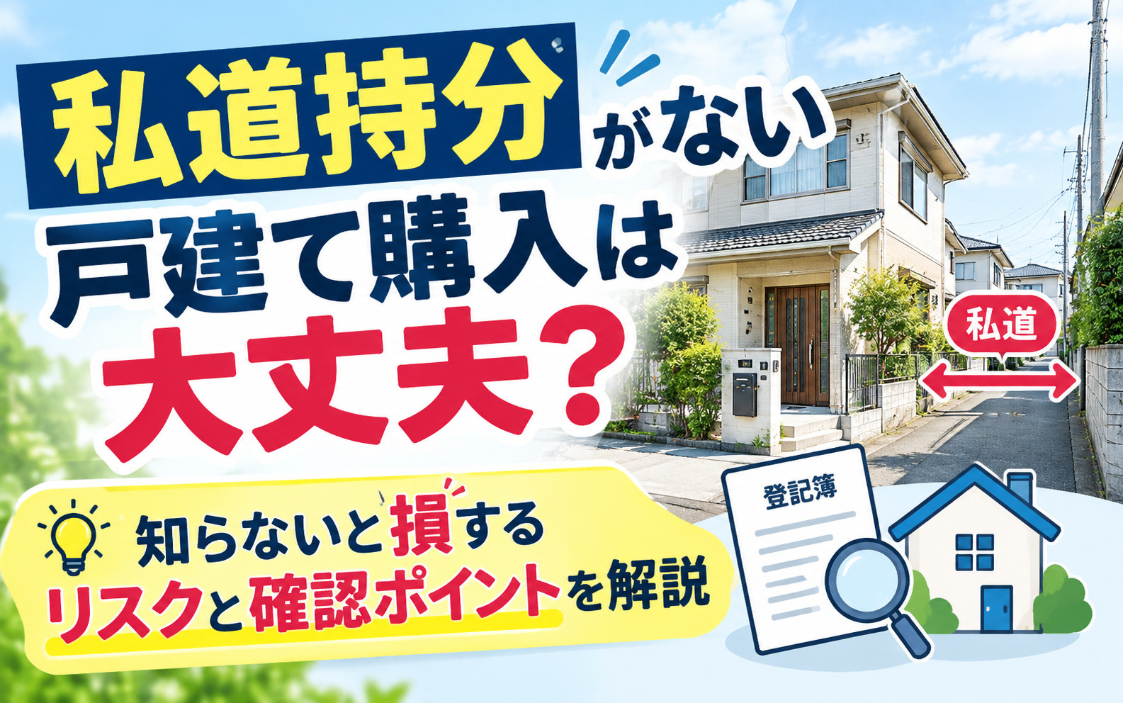 私道持分がない戸建て購入は大丈夫？知らないと損するリスクと確...の画像