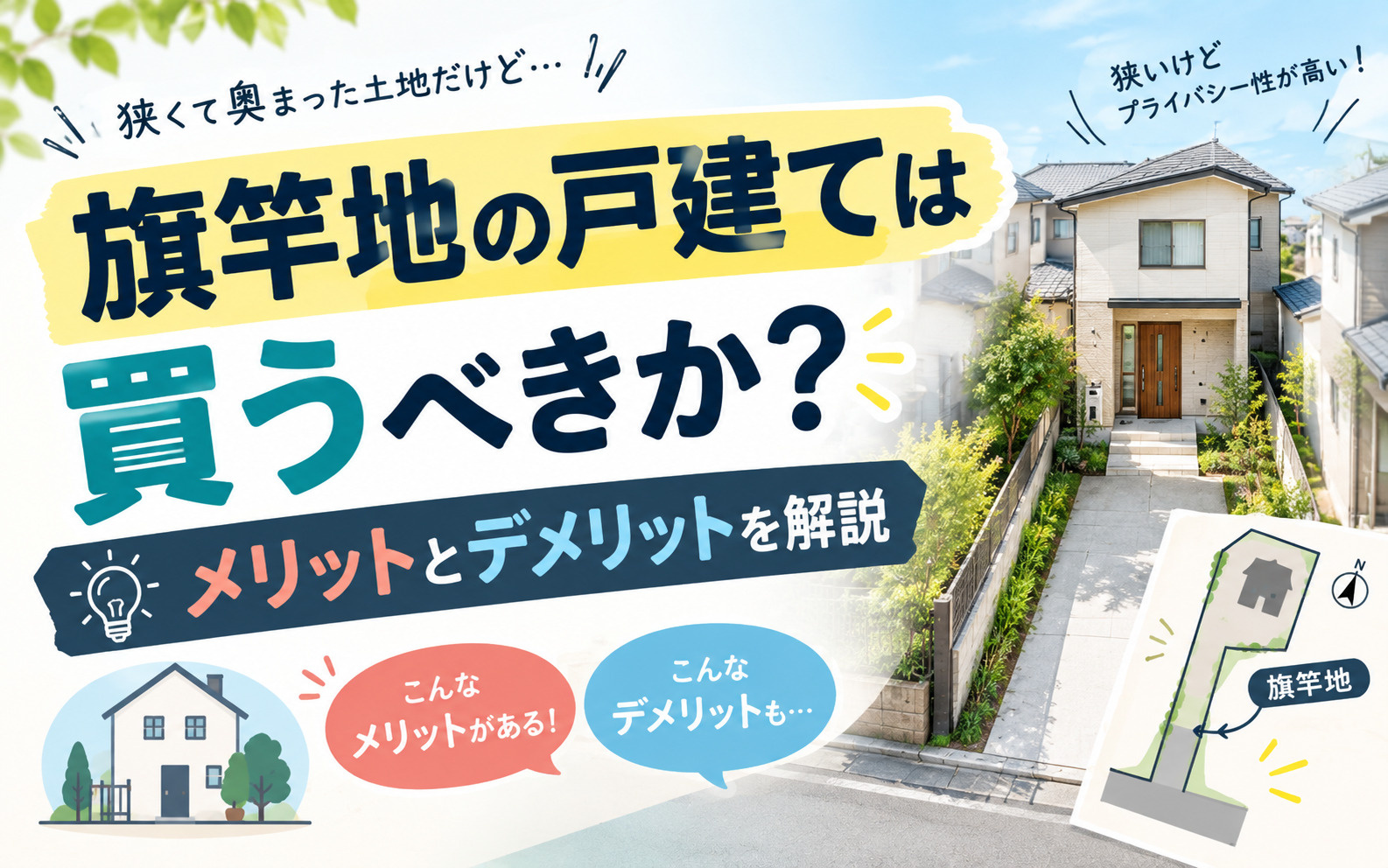 旗竿地の戸建ては買うべきか？メリットとデメリットを解説の画像