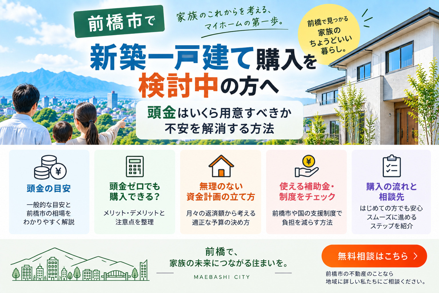 前橋市で新築一戸建て購入を検討中の方へ 頭金はいくら用意すべ...の画像