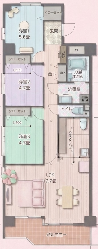 サンディア五日市｜17.7帖LDK・78.04㎡のゆとりある...の画像