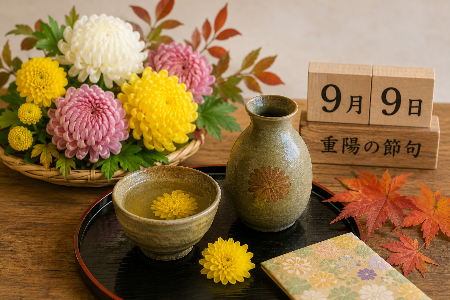 重陽の節句・9月9日に菊を楽しみ、長寿を願う日本の伝統行事の画像