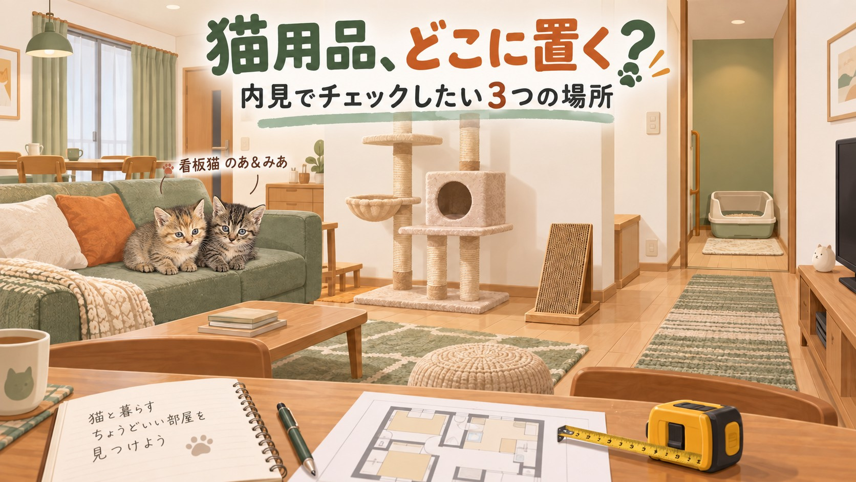 猫と暮らす賃貸の内見チェック！トイレ・爪とぎ・キャットタワー...の画像