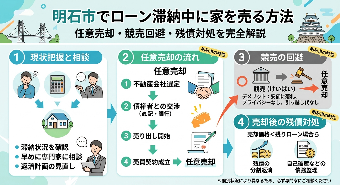 明石市でローン滞納中に家を売る方法を完全解説｜任意売却・競売...の画像