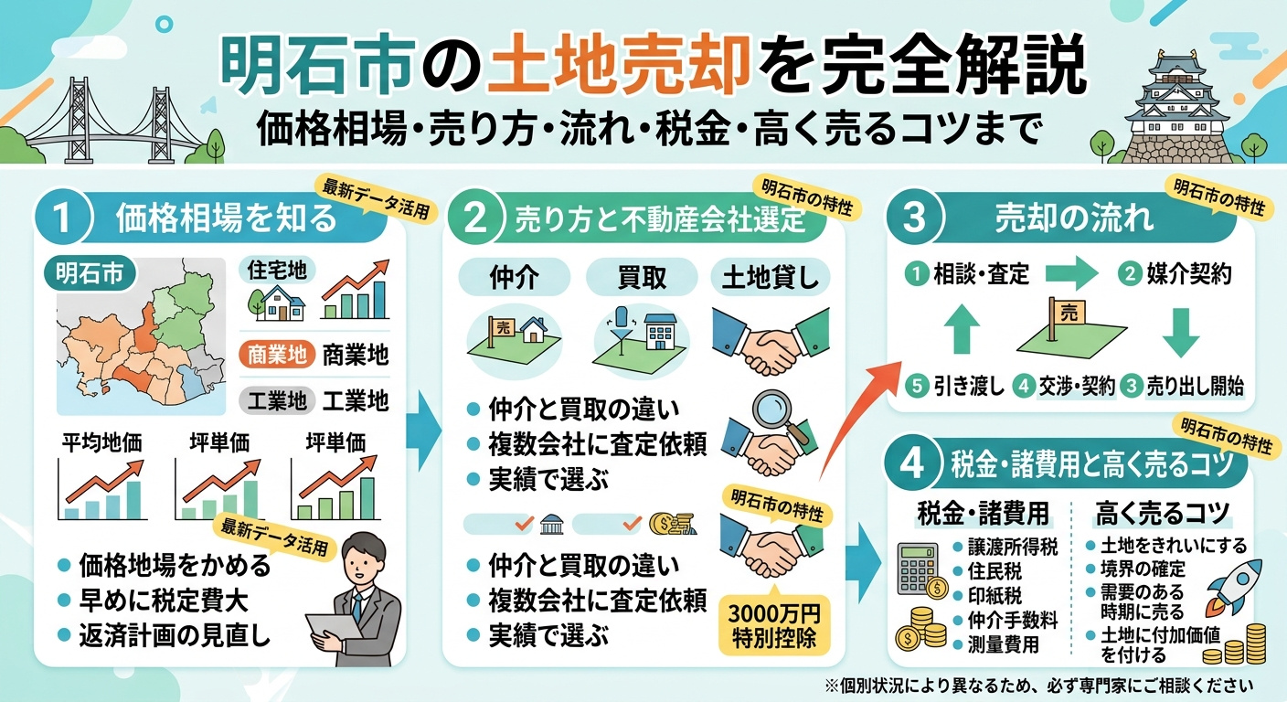 【明石市】土地を売るには？価格相場・売却の流れ・税金・高く売...の画像