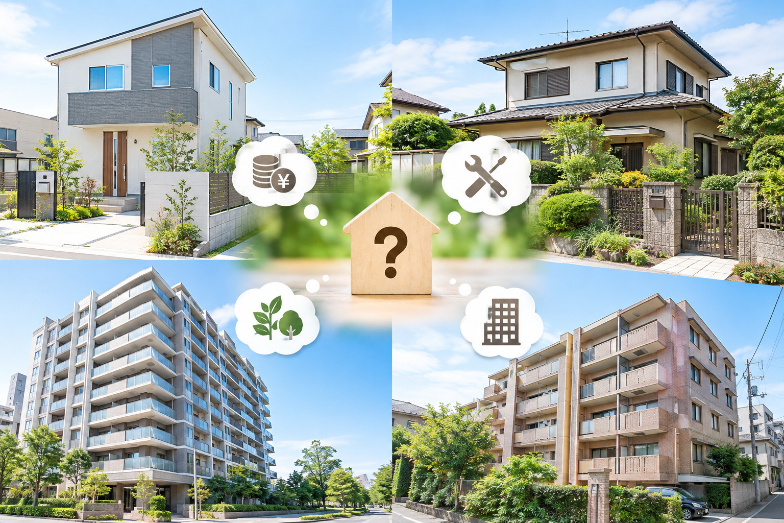 「新築 vs 中古」「戸建て vs マンション」徹底比較の画像