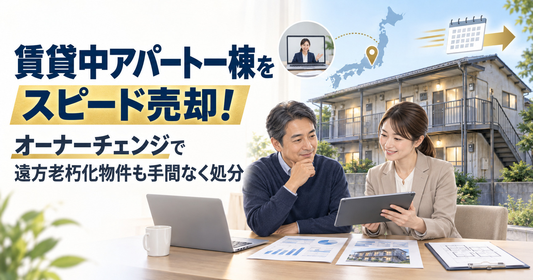 賃貸中アパート一棟をスピード売却！オーナーチェンジで遠方老朽...の画像
