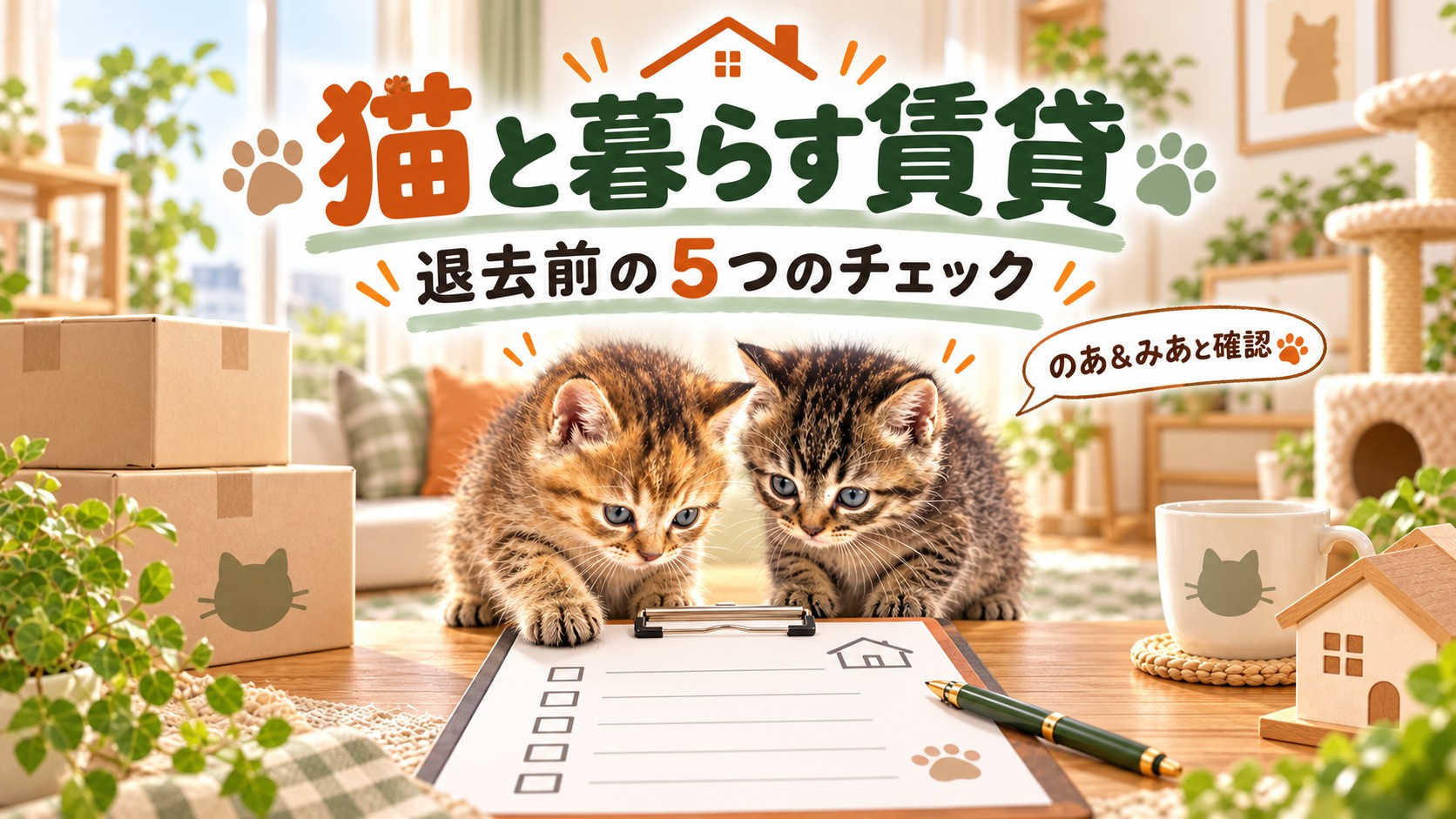 猫と暮らす賃貸の退去費用は？原状回復で慌てない5つの確認ポイ...の画像