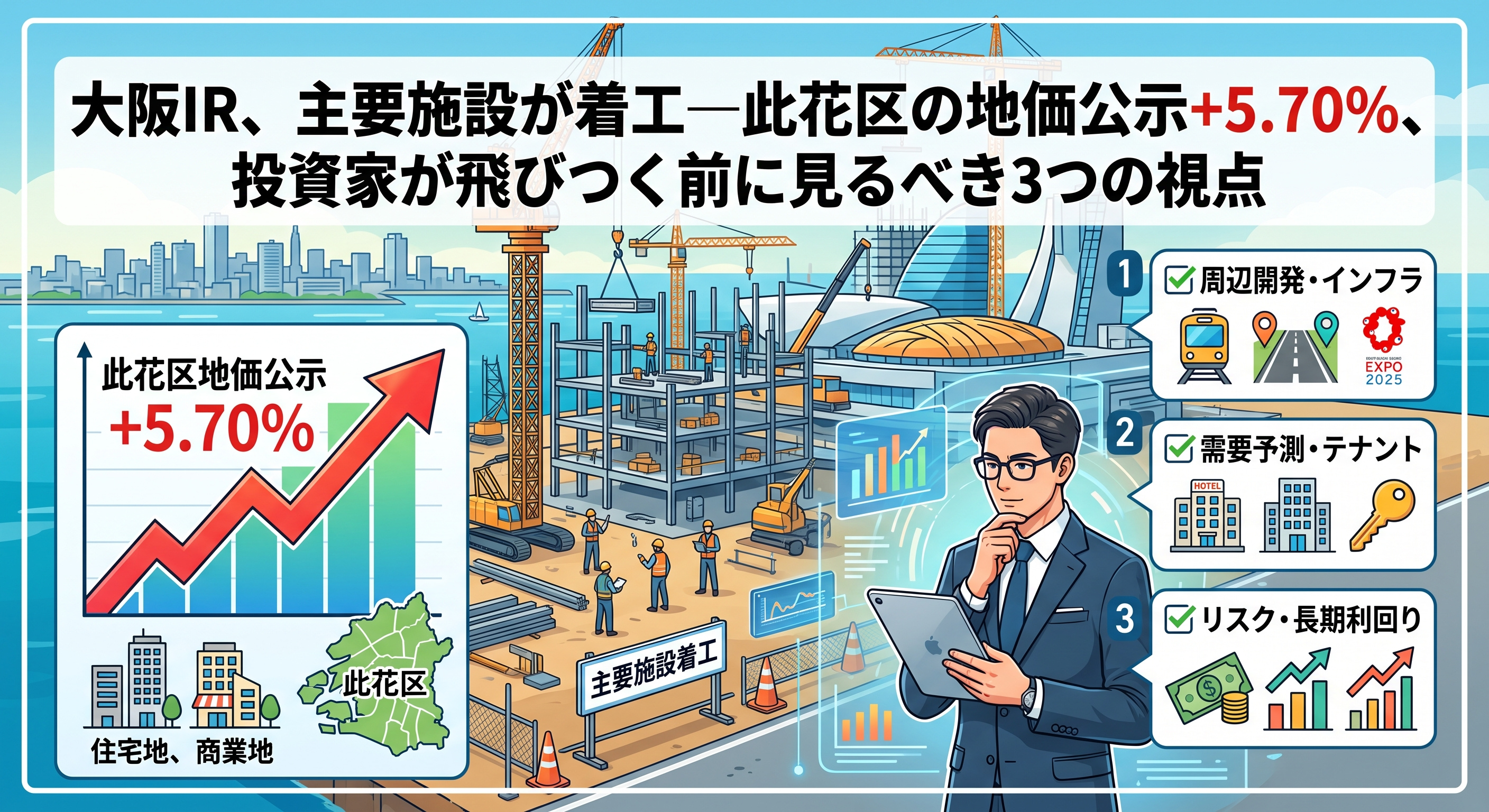 大阪IR着工、此花区地価+5.70%の注意点の画像