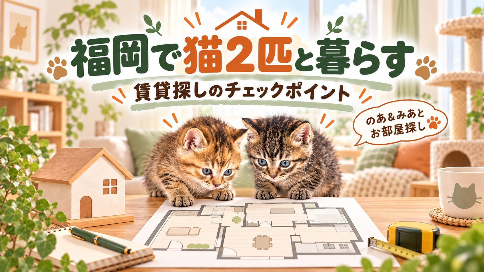 福岡で猫2匹と暮らせる賃貸の探し方｜多頭飼いの条件と問い合わ...の画像