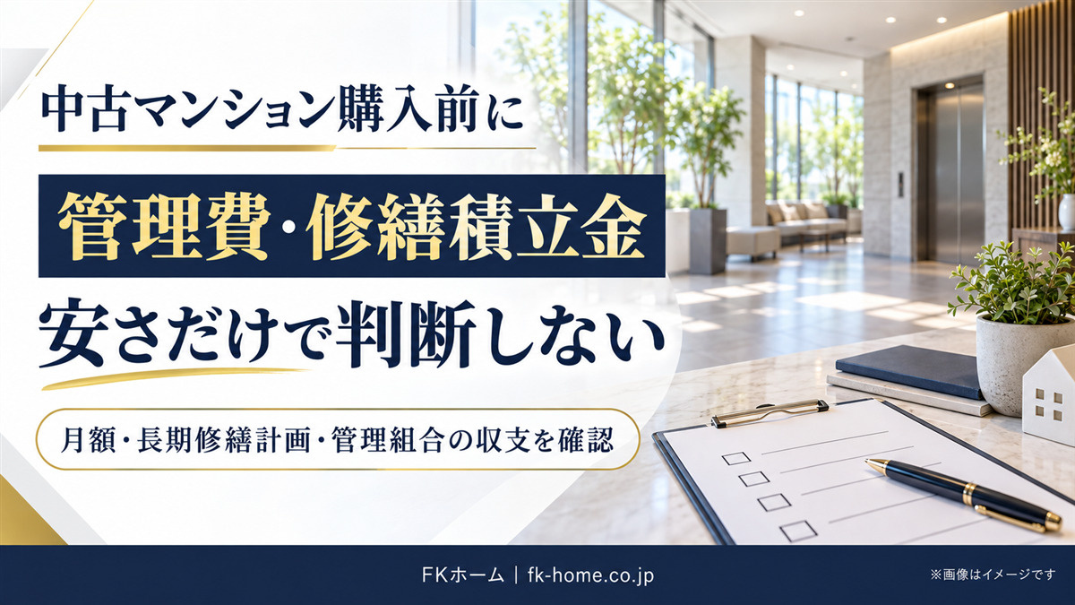 中古マンションの管理費・修繕積立金は安い方がいい？購入前に確...の画像