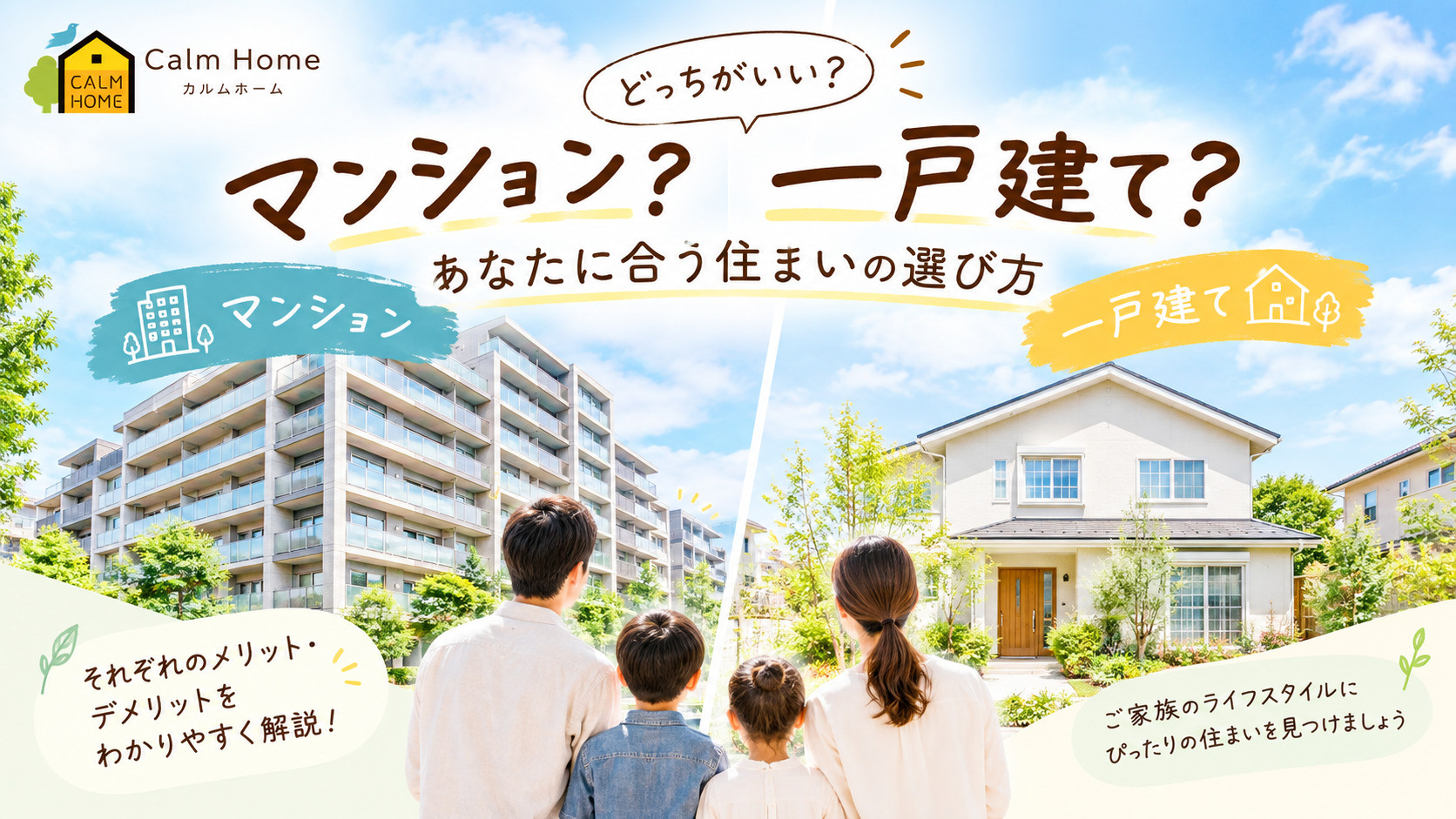 マンションと一戸建て、どっちがいい？メリット・デメリットを比...の画像