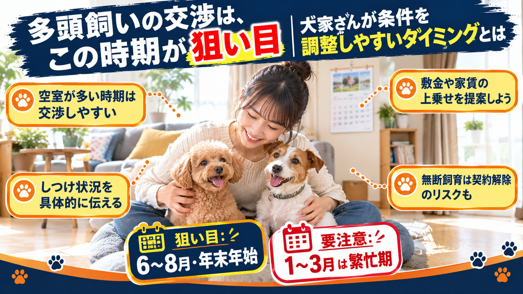 「多頭飼いの交渉は、この時期が狙い目」大家さんが条件を調整し...の画像
