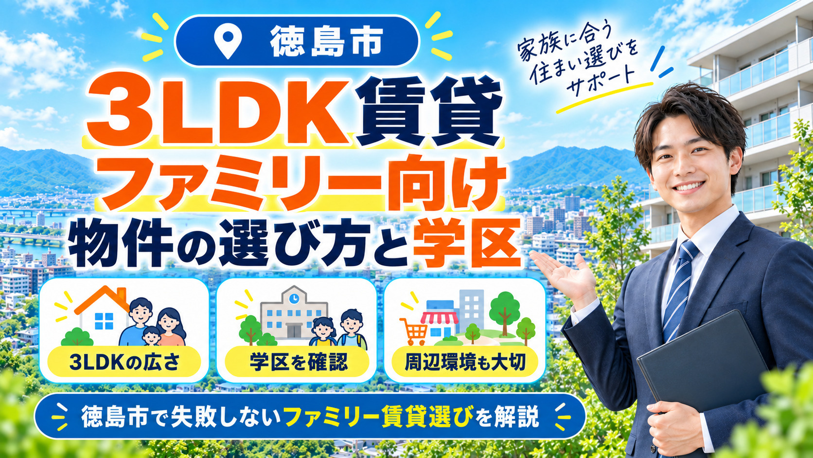 徳島市の3LDK賃貸｜ファミリー向け物件の選び方と学区の画像