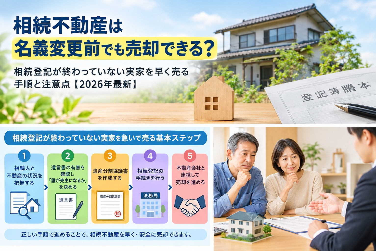 相続不動産は名義変更前でも売却可能？安全に進める手順と注意点...の画像
