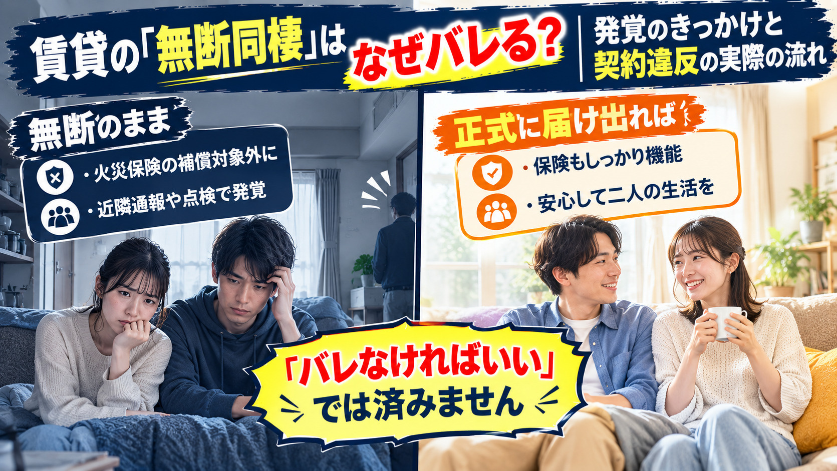 賃貸の「無断同棲」はなぜバレる？<br>発覚のきっかけと契約...の画像