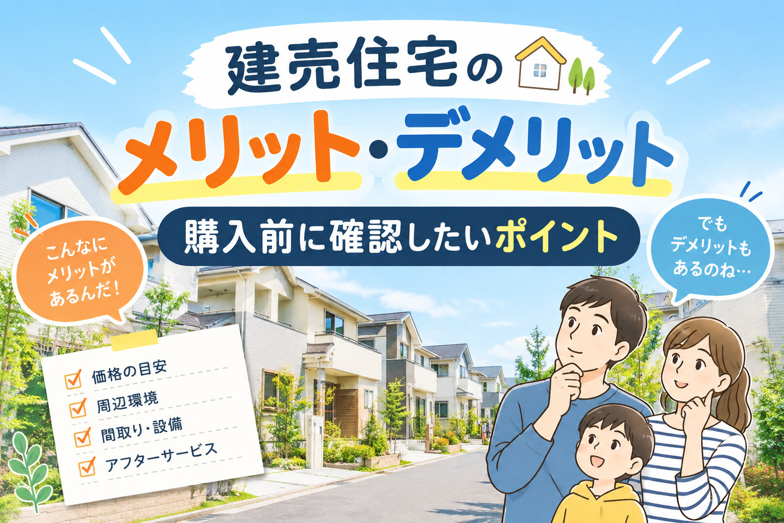 建売住宅のメリット・デメリット｜購入前に確認したいポイントの画像
