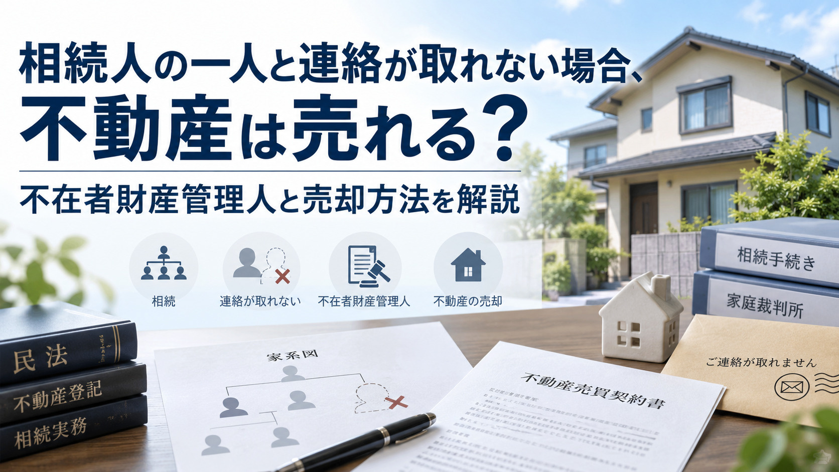 相続人の一人と連絡が取れない場合、不動産は売れる？不在者財産...の画像