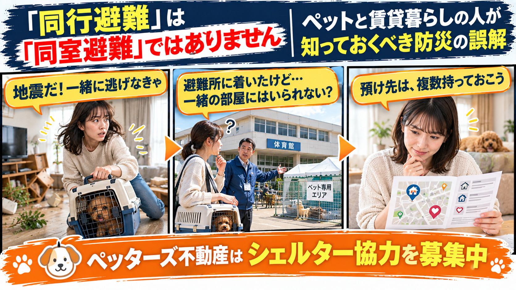 「同行避難」は「同室避難」ではありません。ペットと賃貸暮らし...の画像