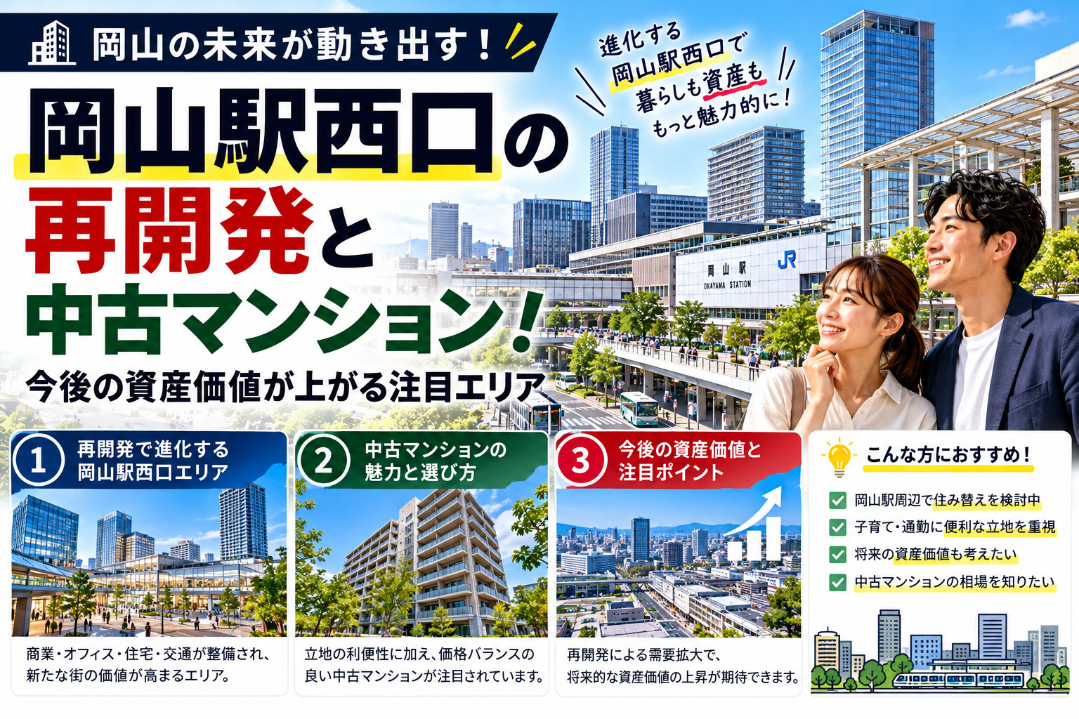岡山駅西口の再開発と中古マンション！今後の資産価値が上がる注...の画像