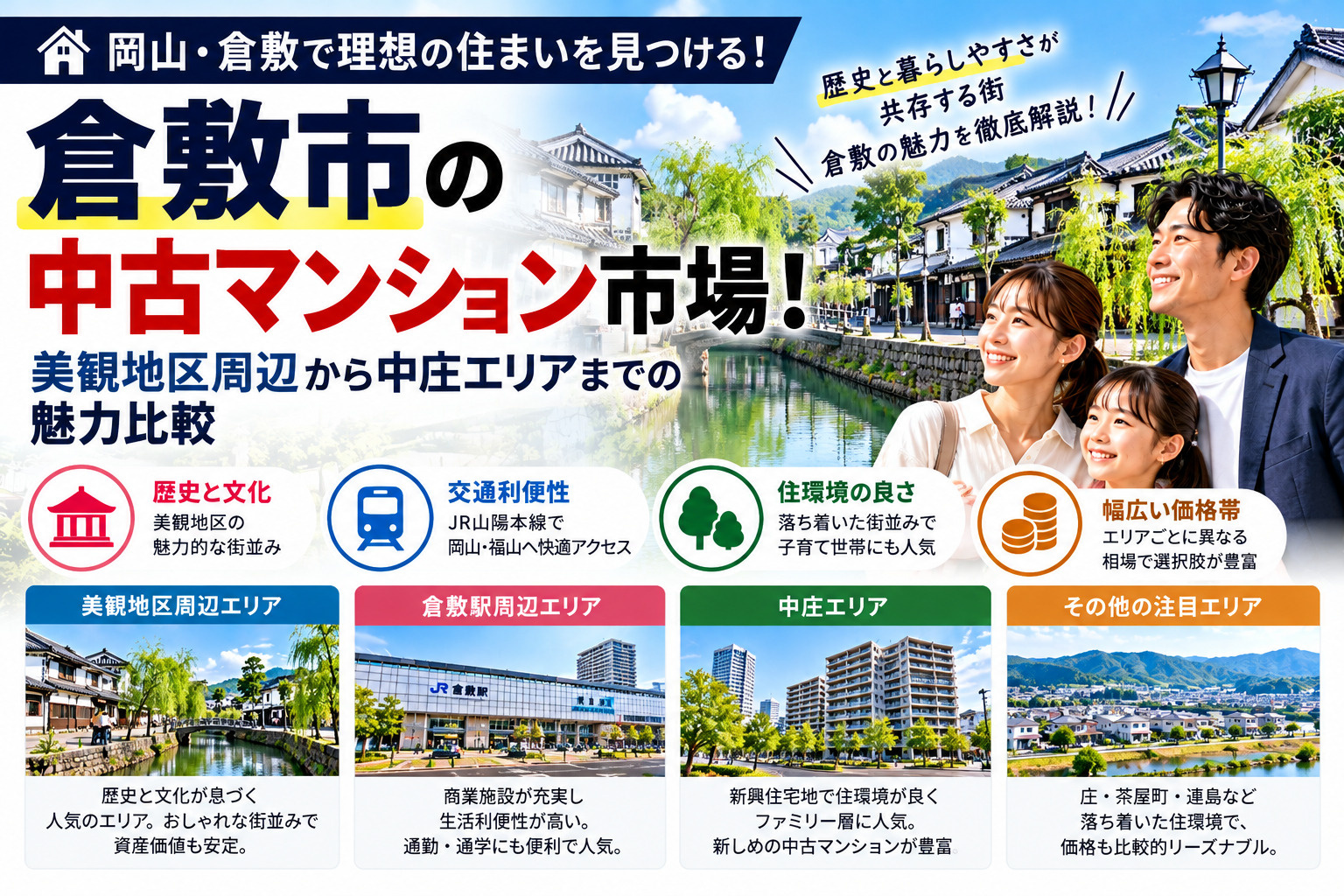 倉敷市の中古マンション市場！美観地区周辺から中庄エリアまでの...の画像
