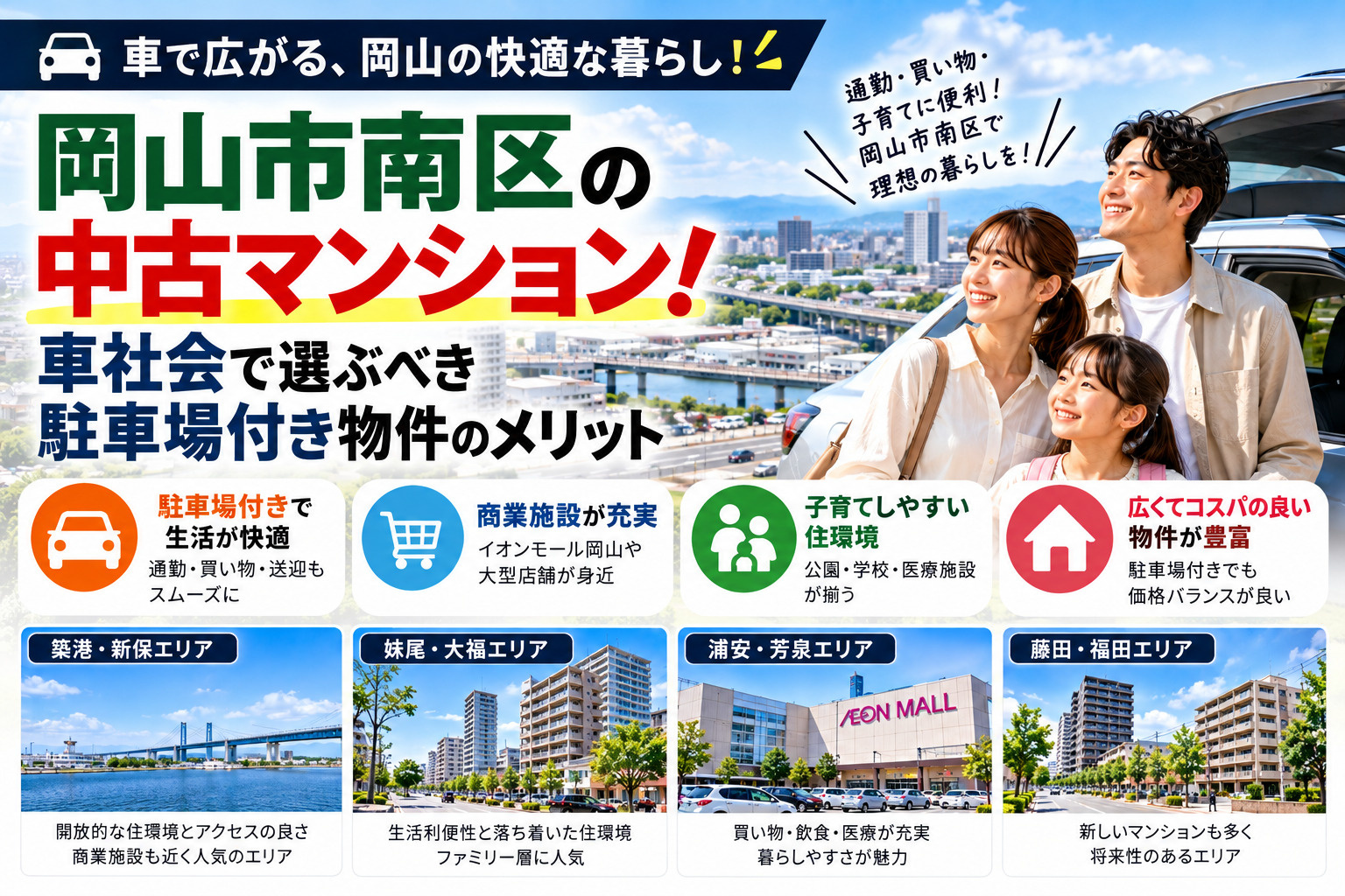 岡山市南区の中古マンション！車社会で選ぶべき駐車場付き物件の...の画像