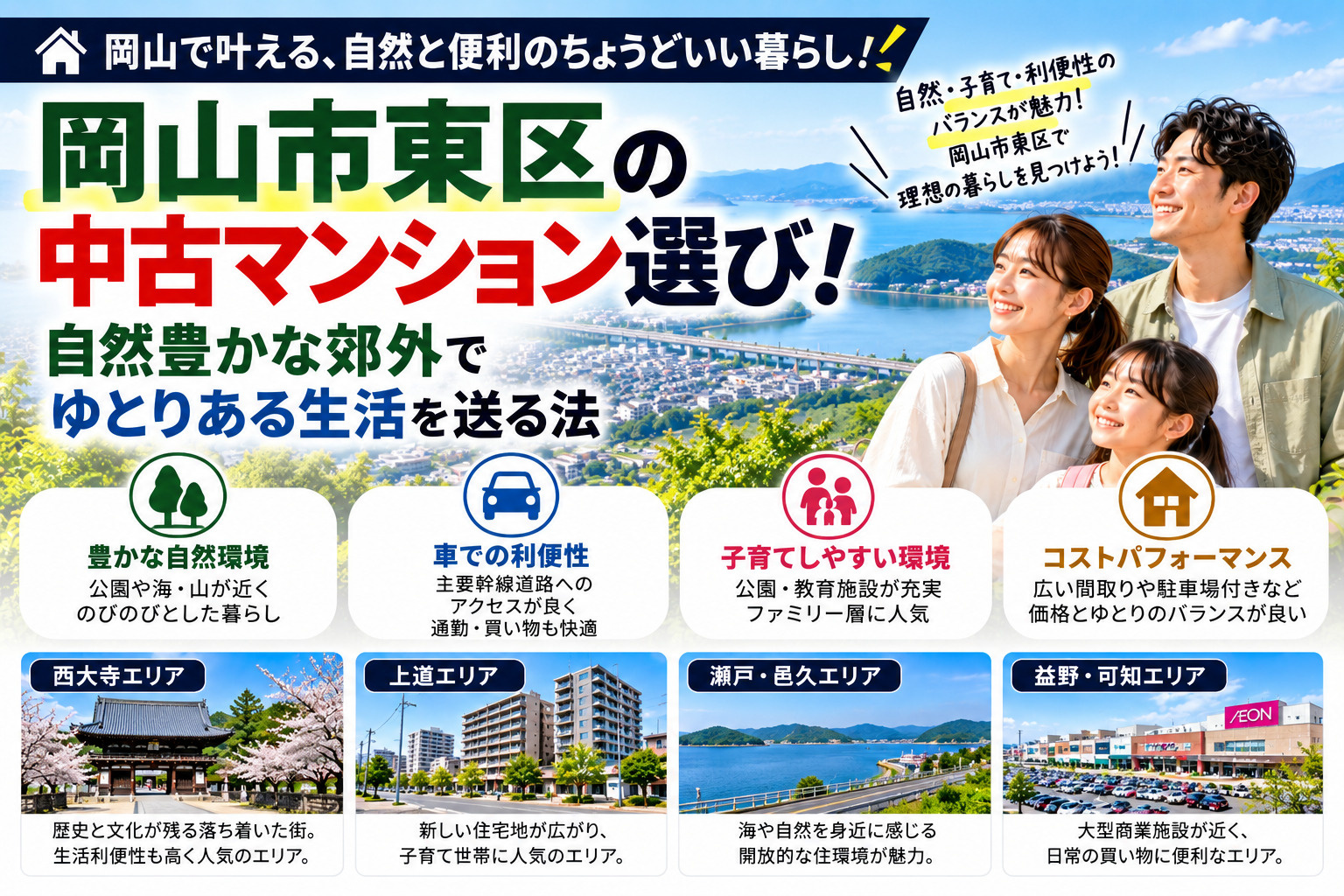 岡山市東区の中古マンション選び！自然豊かな郊外でゆとりある生...の画像