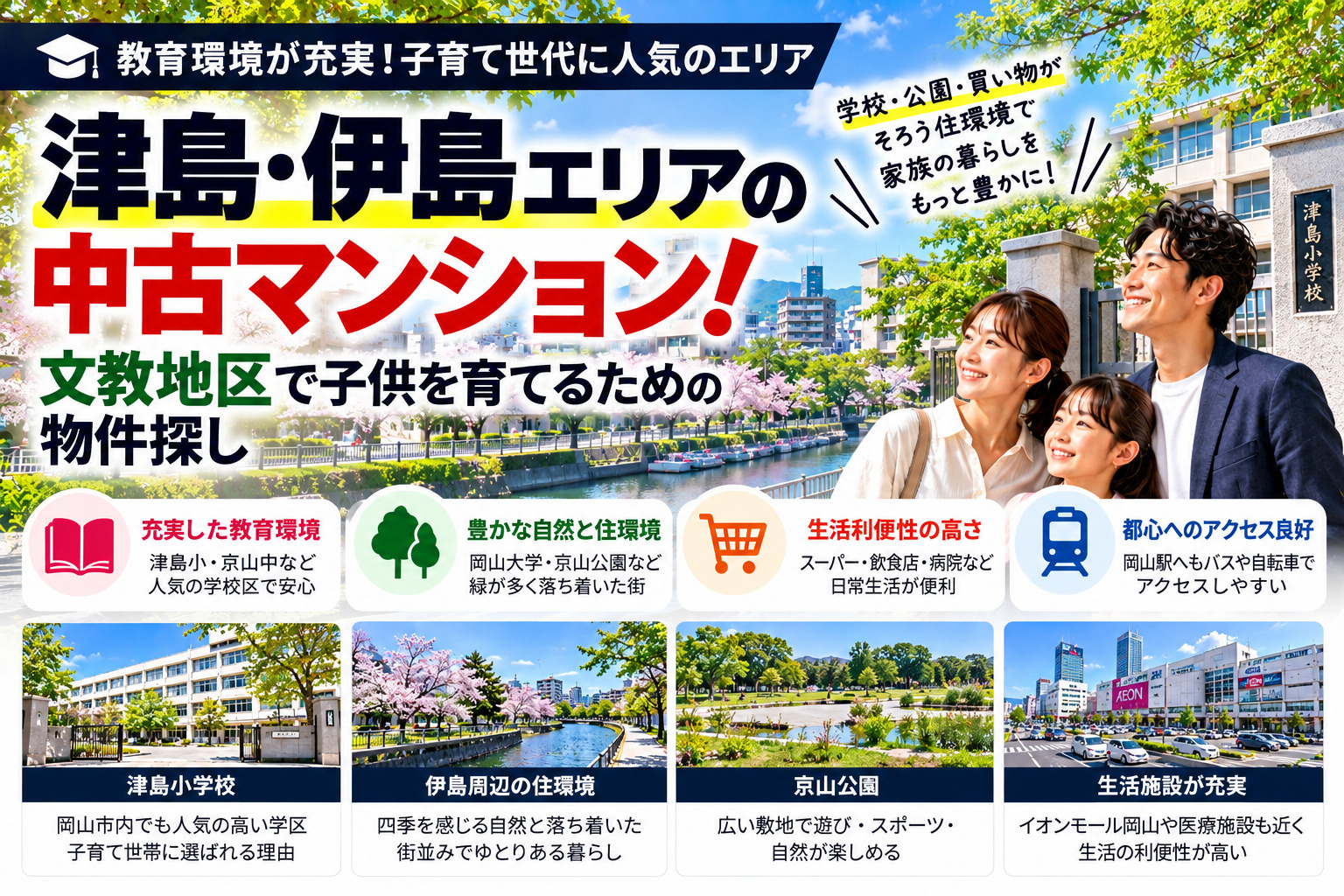 津島・伊島エリアの中古マンション！文教地区で子供を育てるため...の画像