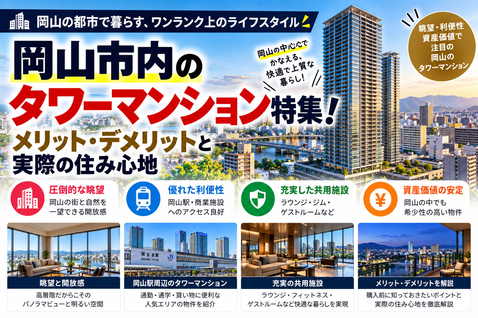 岡山市内のタワーマンション特集！メリット・デメリットと実際の...の画像