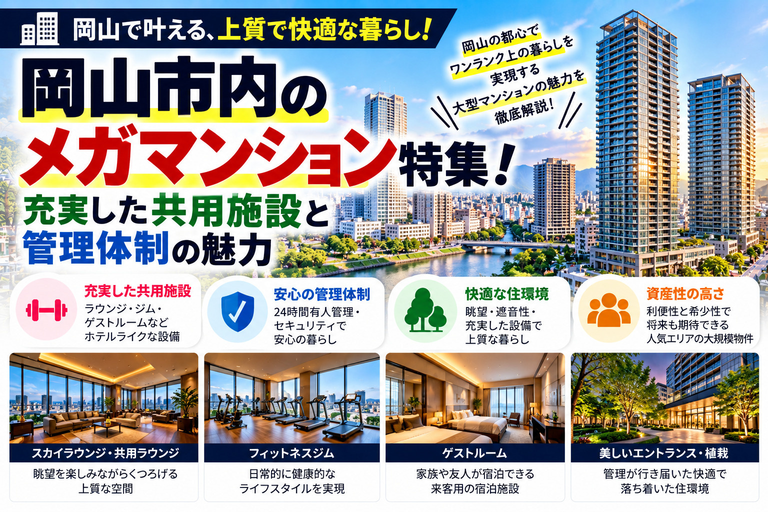 岡山市内のメガマンション特集！充実した共用施設と管理体制の魅...の画像