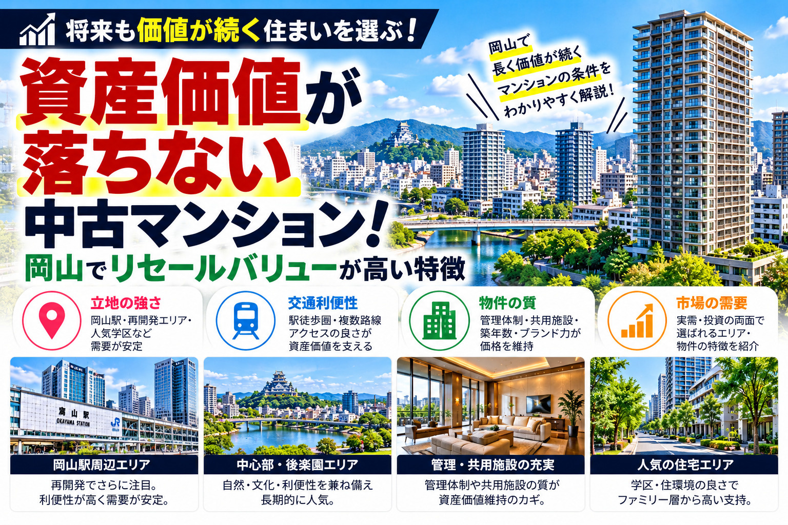 資産価値が落ちない中古マンション！岡山でリセールバリューが高...の画像