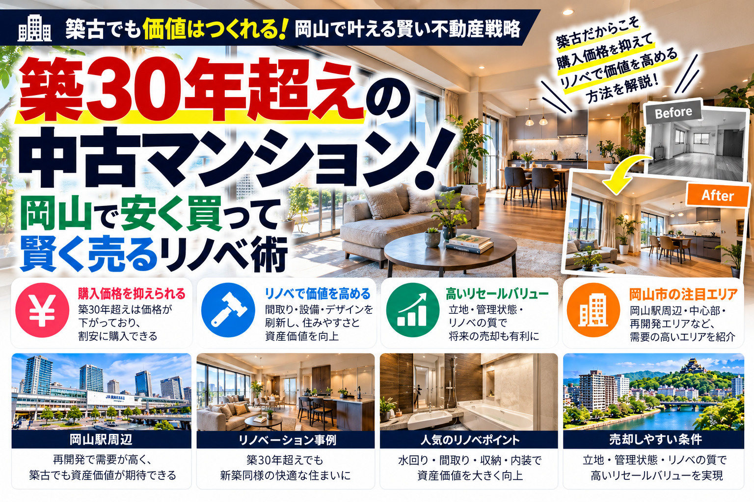 築30年超えの中古マンション！岡山で安く買って賢く売るリノベ...の画像
