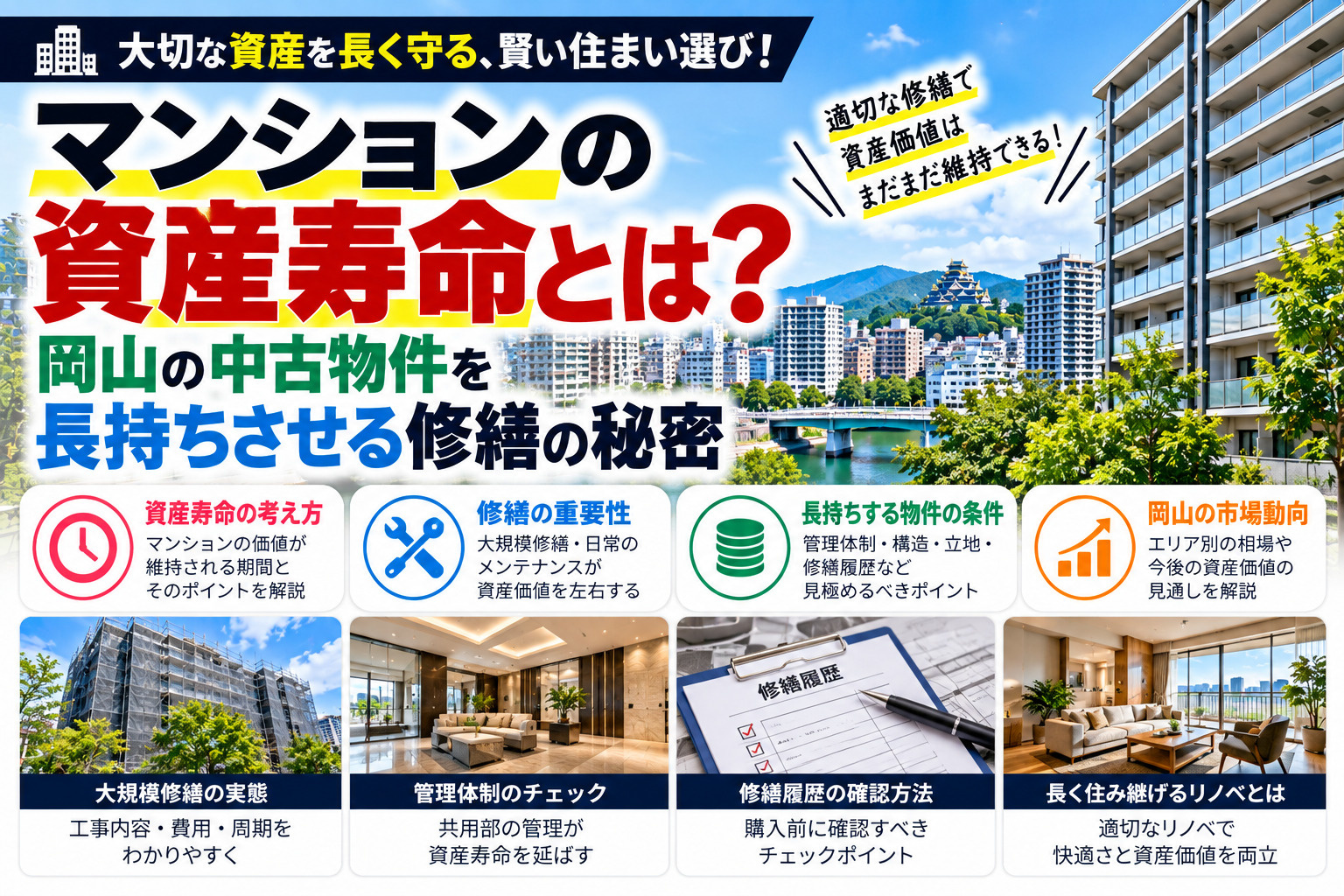 マンションの資産寿命とは？岡山の中古物件を長持ちさせる修繕の...の画像