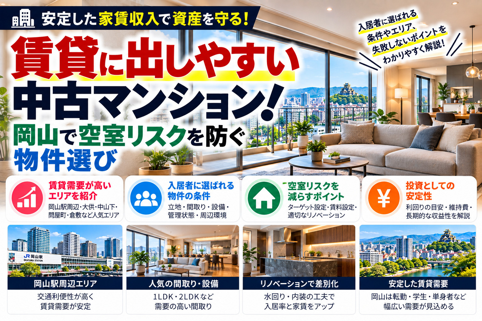 賃貸に出しやすい中古マンション！岡山で空室リスクを防ぐ物件選...の画像