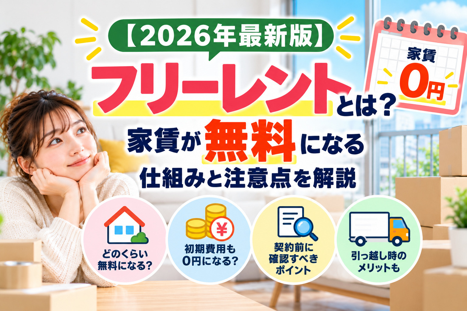 【2026年最新版】フリーレントとは？賃貸の家賃が無料になる...の画像
