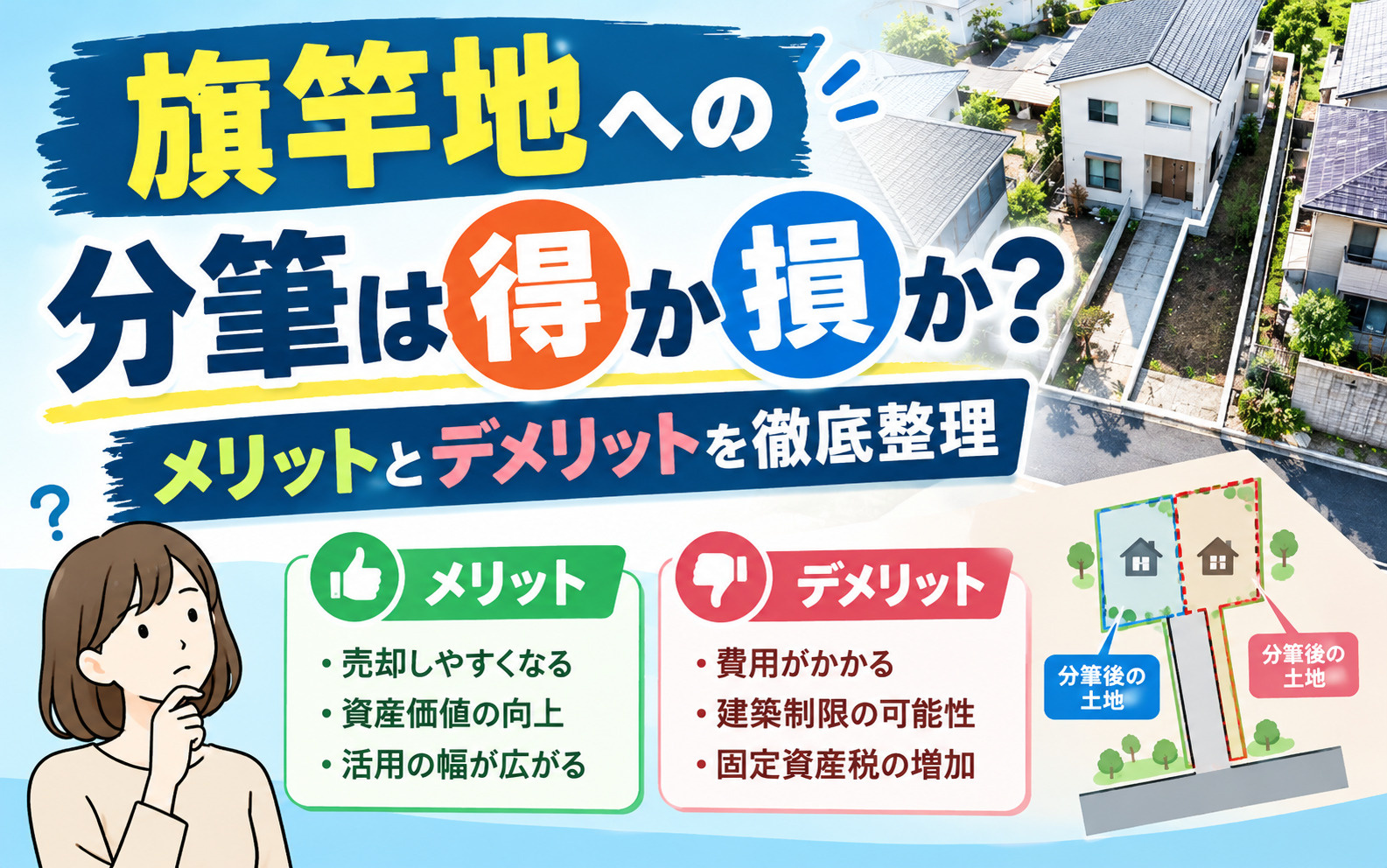 旗竿地への分筆は得か損か？メリットとデメリットを徹底整理の画像