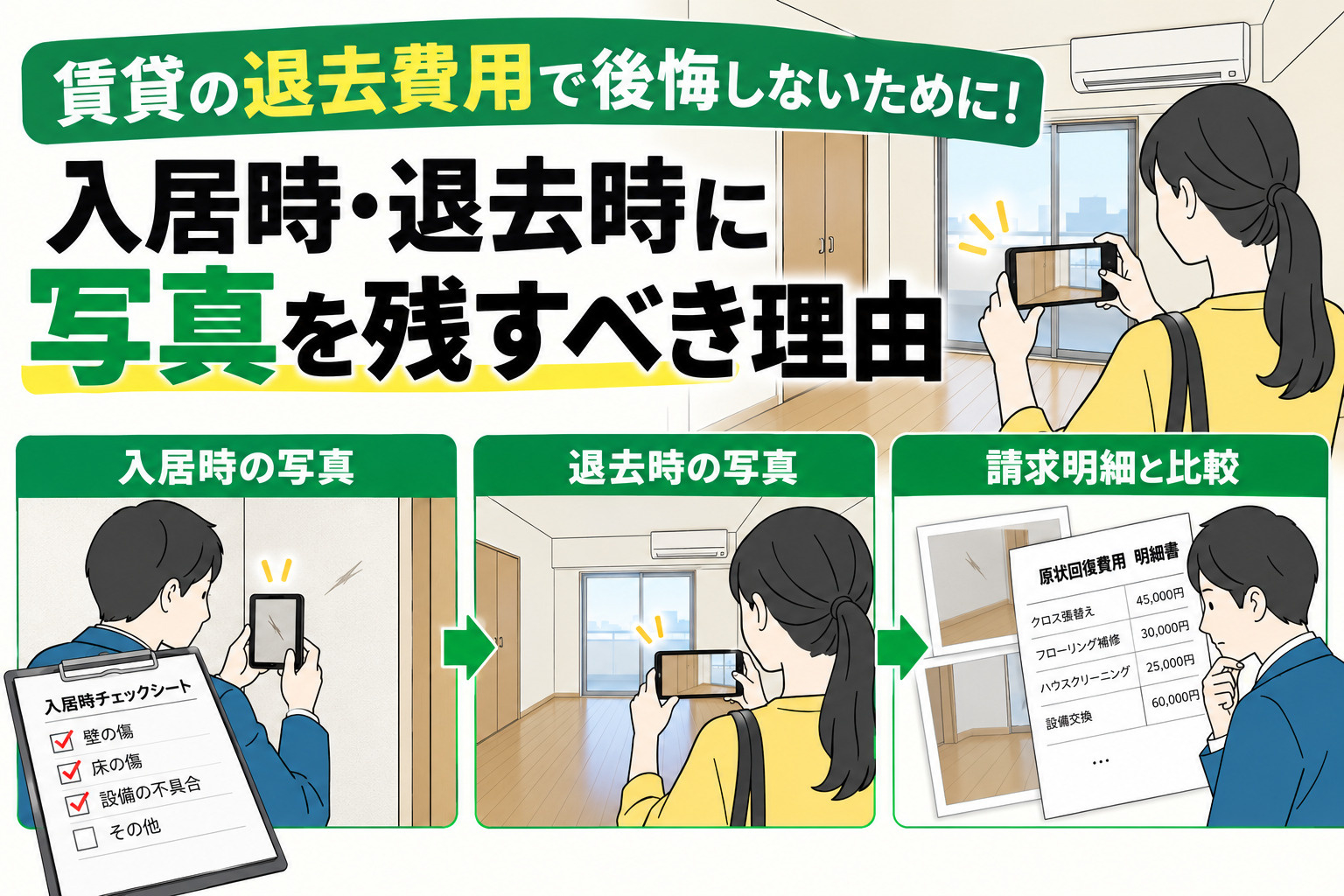 賃貸の退去費用で後悔しないために！入居時・退去時に写真を残す...の画像