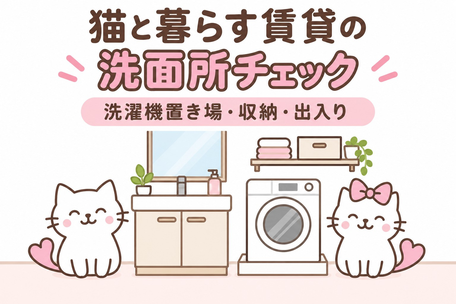 猫と暮らす賃貸の洗面所チェック｜洗濯機置き場・収納・出入りの...の画像