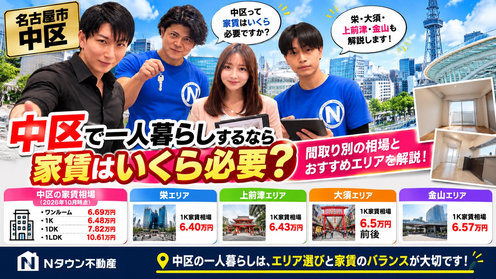 名古屋市中区で一人暮らしするなら家賃はいくら必要？1K・1D...の画像
