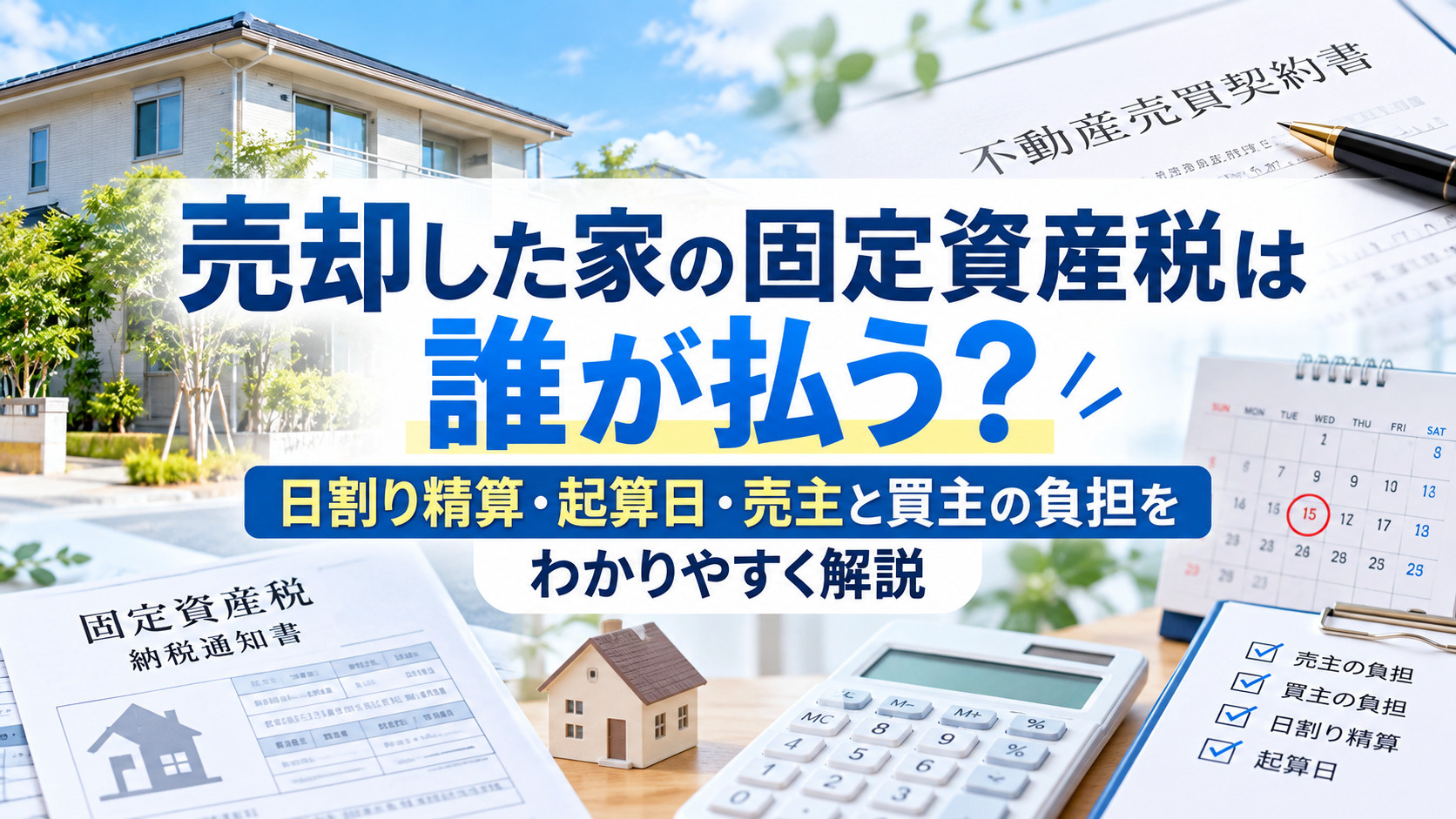 売却した家の固定資産税は誰が払う？日割り精算・起算日・売主と...の画像