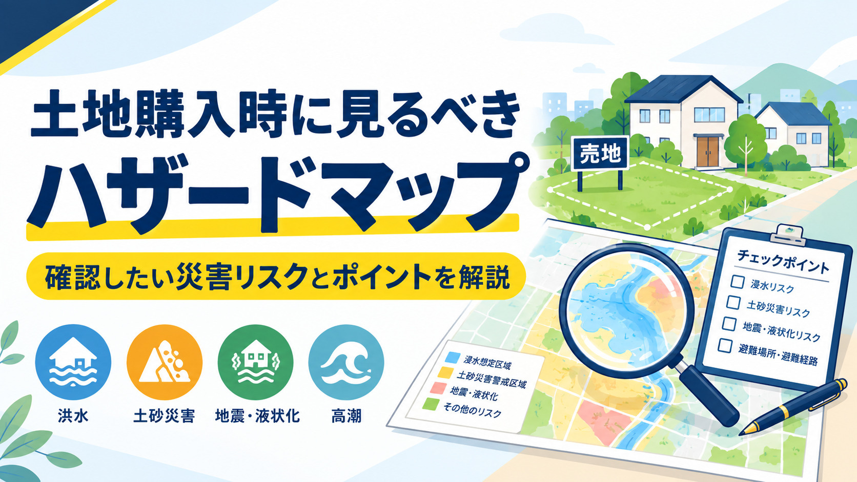 土地購入時に見るべきハザードマップ｜確認したい災害リスクとポ...の画像