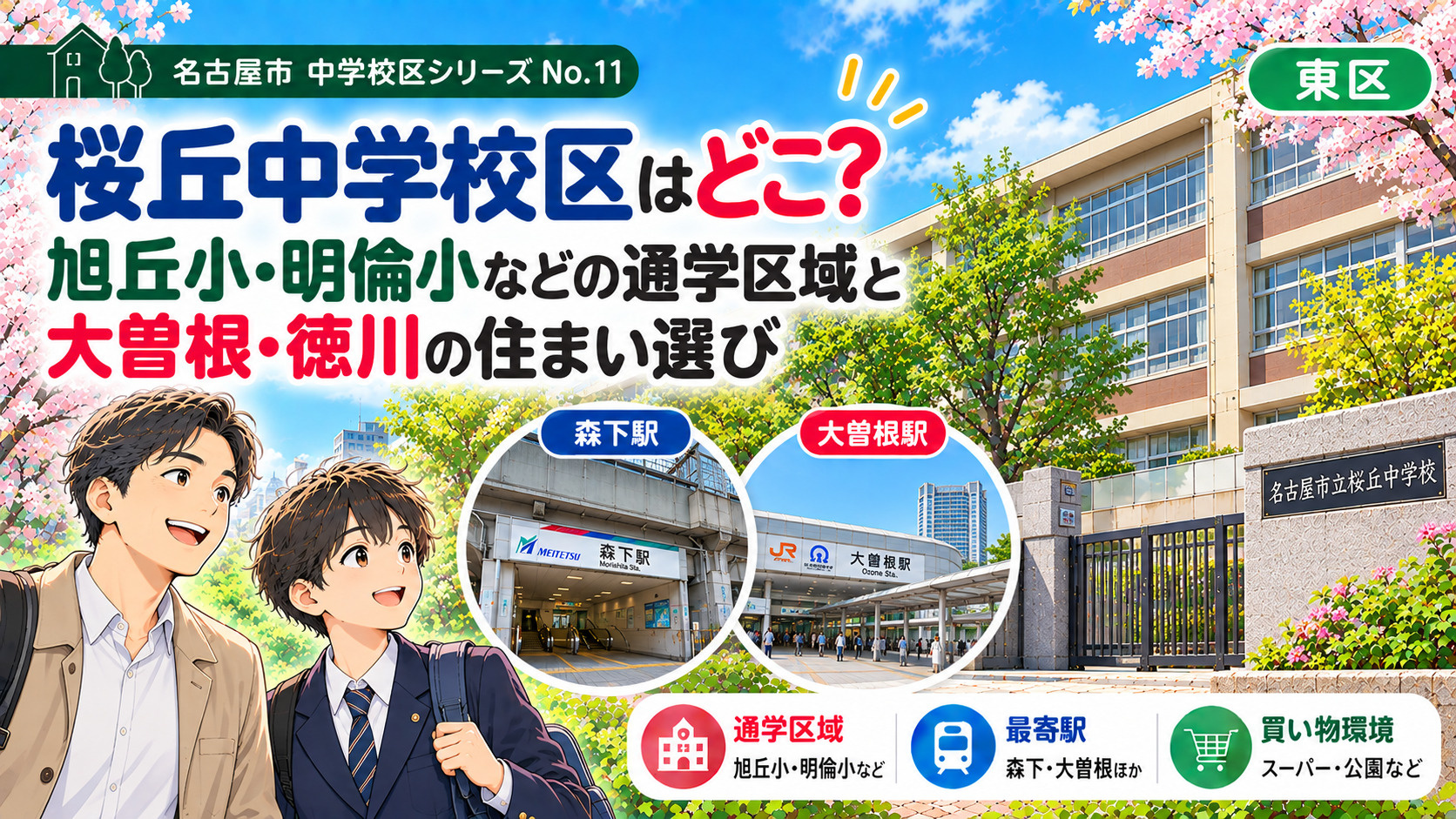 桜丘中学校区はどこ？旭丘小・明倫小の通学区域と大曽根・徳川・...の画像