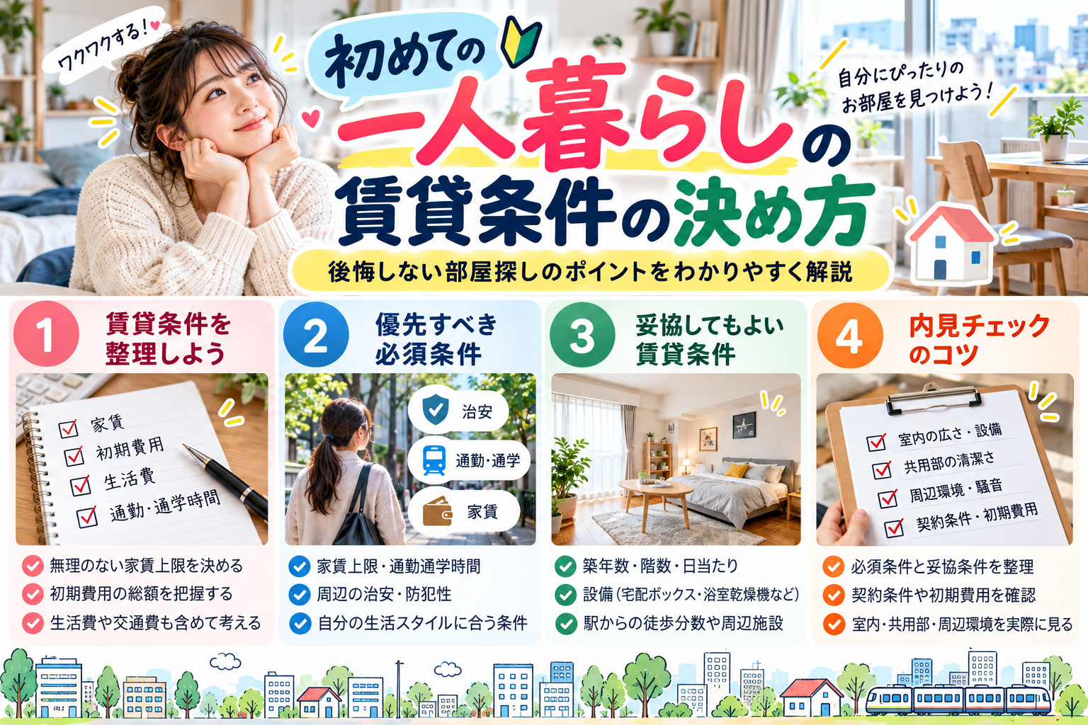 初めて一人暮らしの賃貸条件は？妥協ポイントを整理して後悔しな...の画像