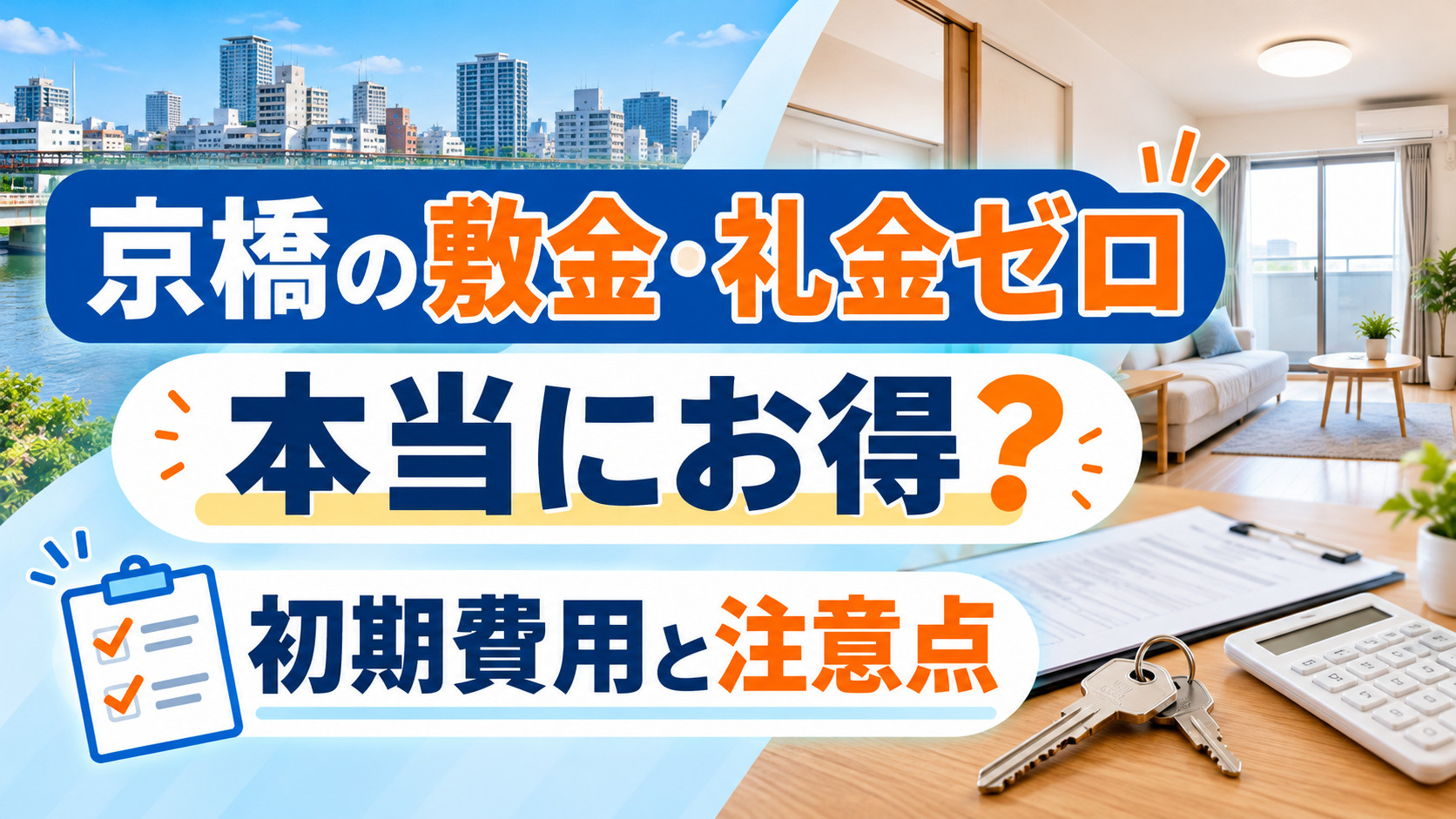 【2026年版】京橋の敷金・礼金ゼロ物件は本当にお得？初期費...の画像